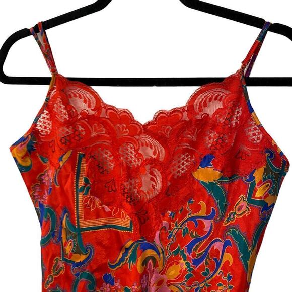 Vintage Victoria's Secret Gold Label red pattern mini Slip Small - Picture 2 of 4